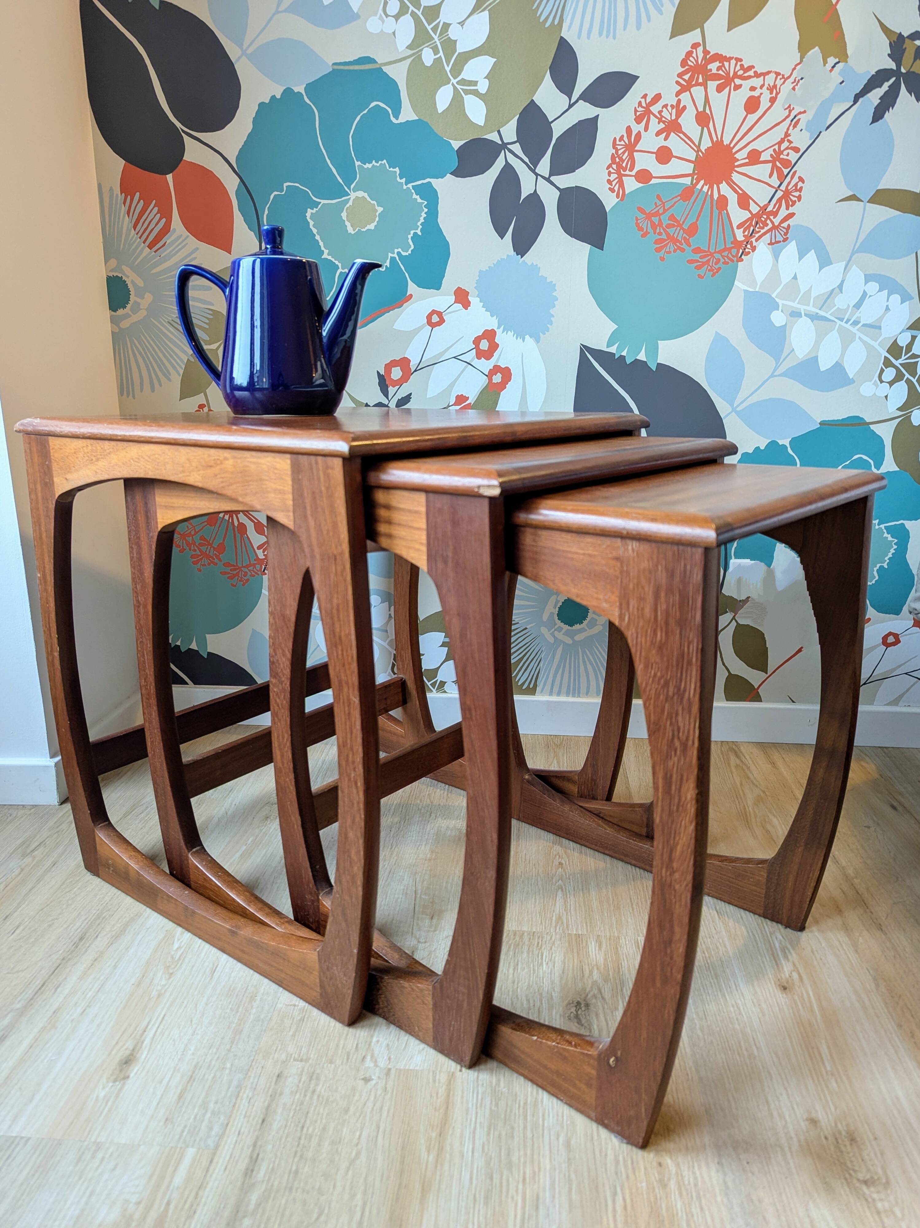 Vintage teak nesting tables Sunelm English design 1960s