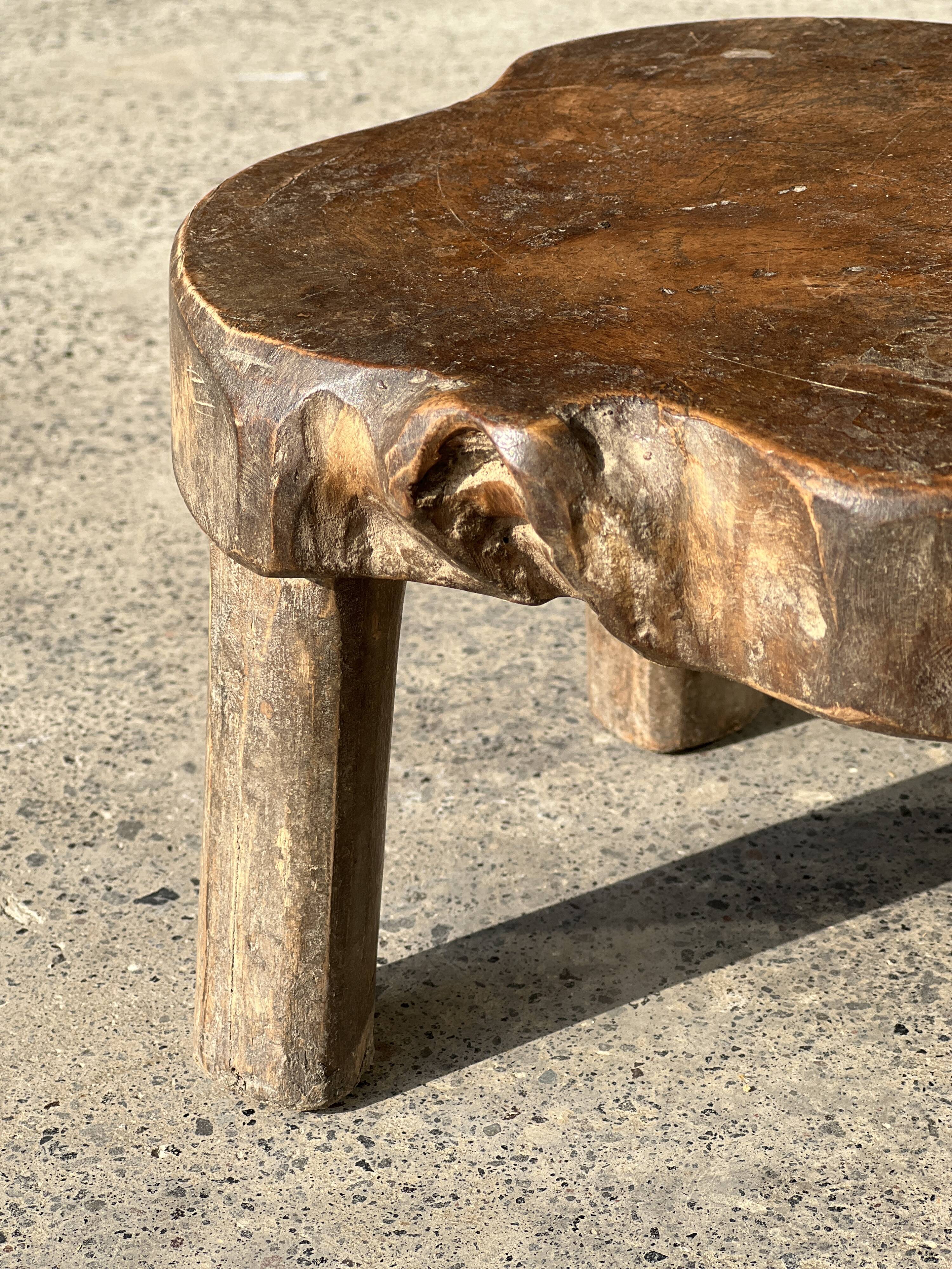 Mini low stool in upcycled old Asian teak H15 D24