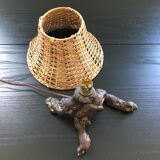 Lamp in vine roots and rattan