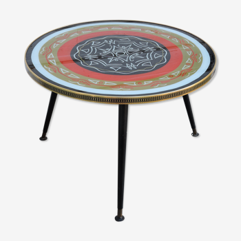 Table basse tripode compas design graphique - vintage 1960