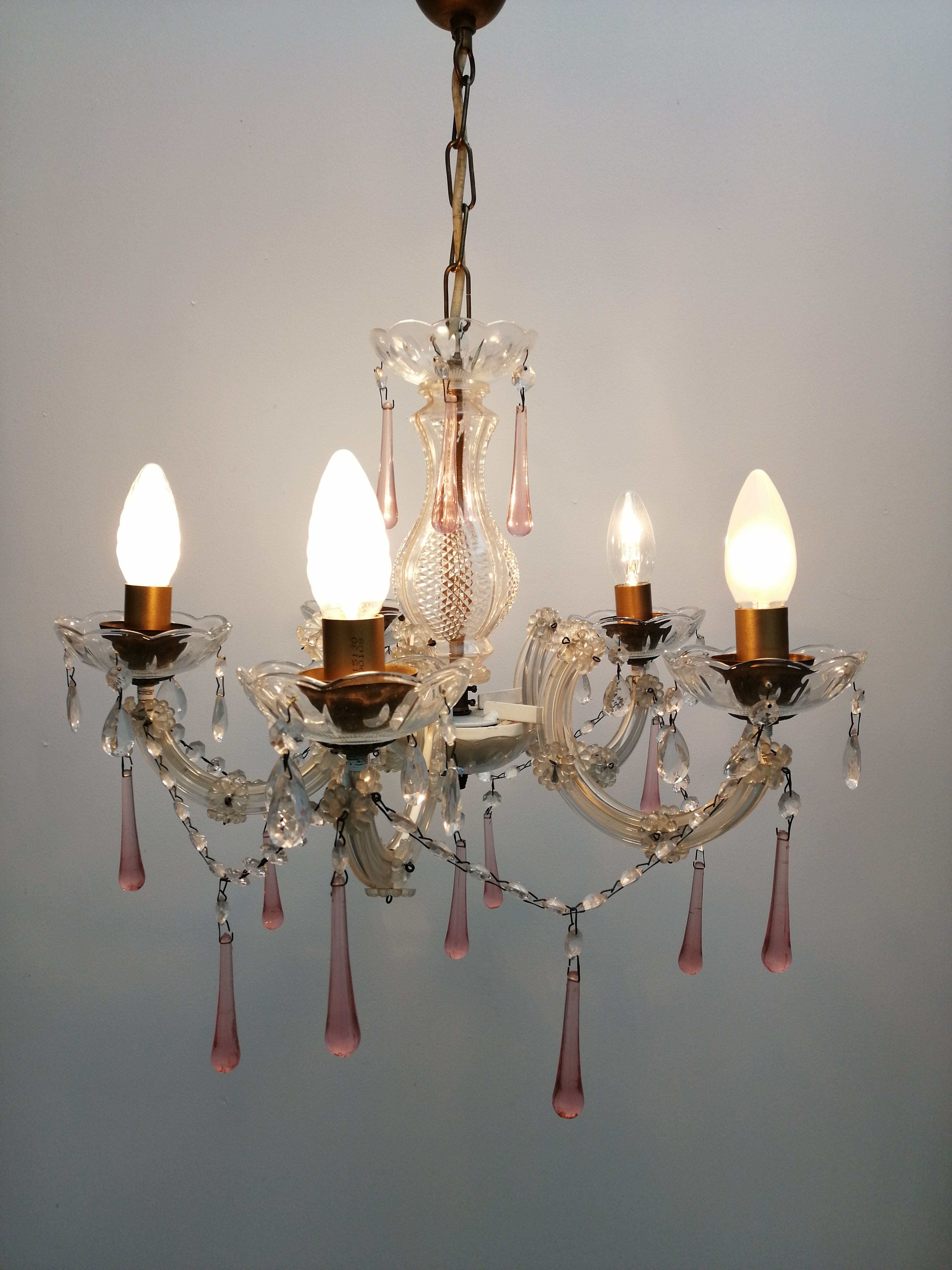 Pink stamps chandelier