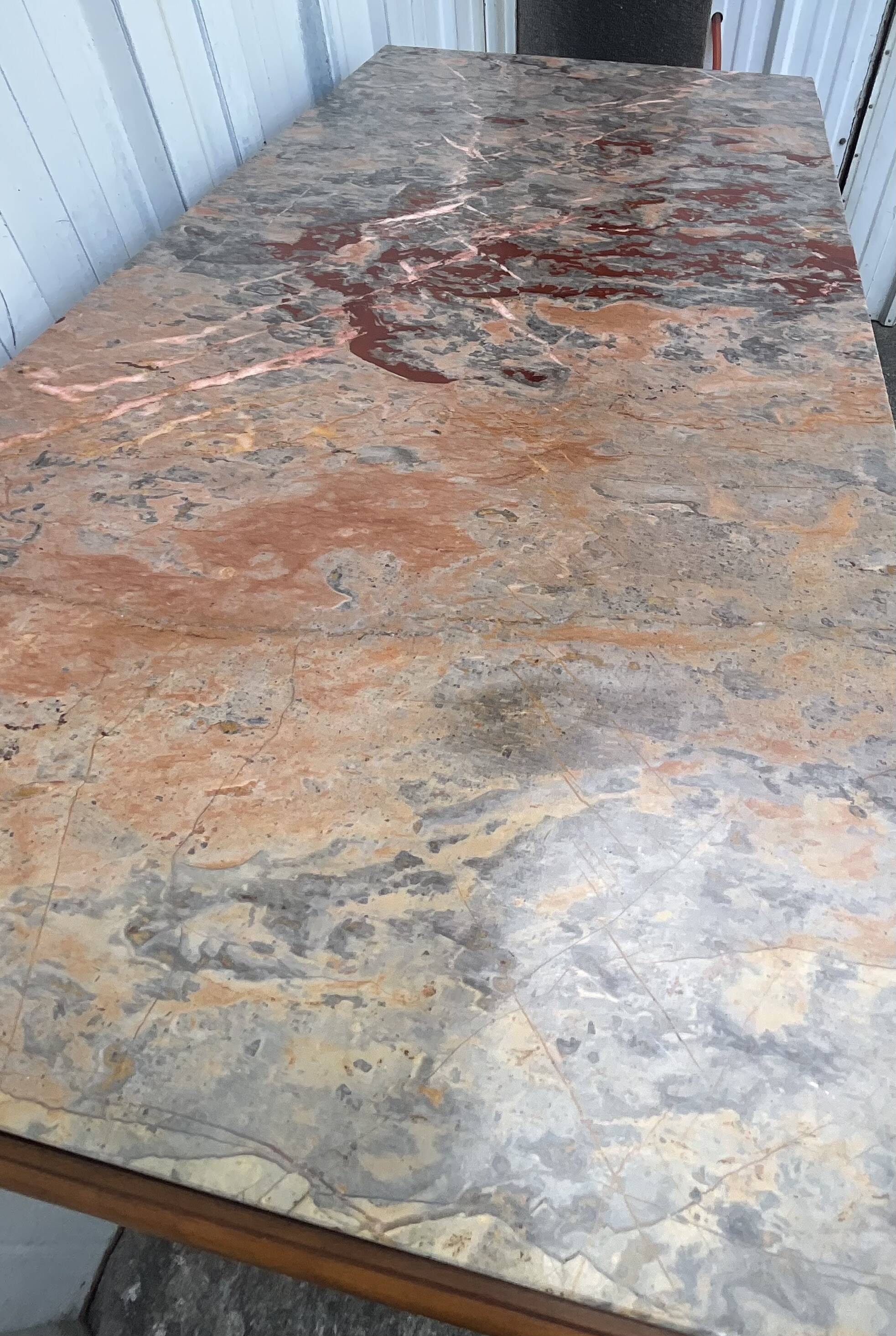 Louis-Philippe chest of drawers in cherry burl and Pyrenees marble top f