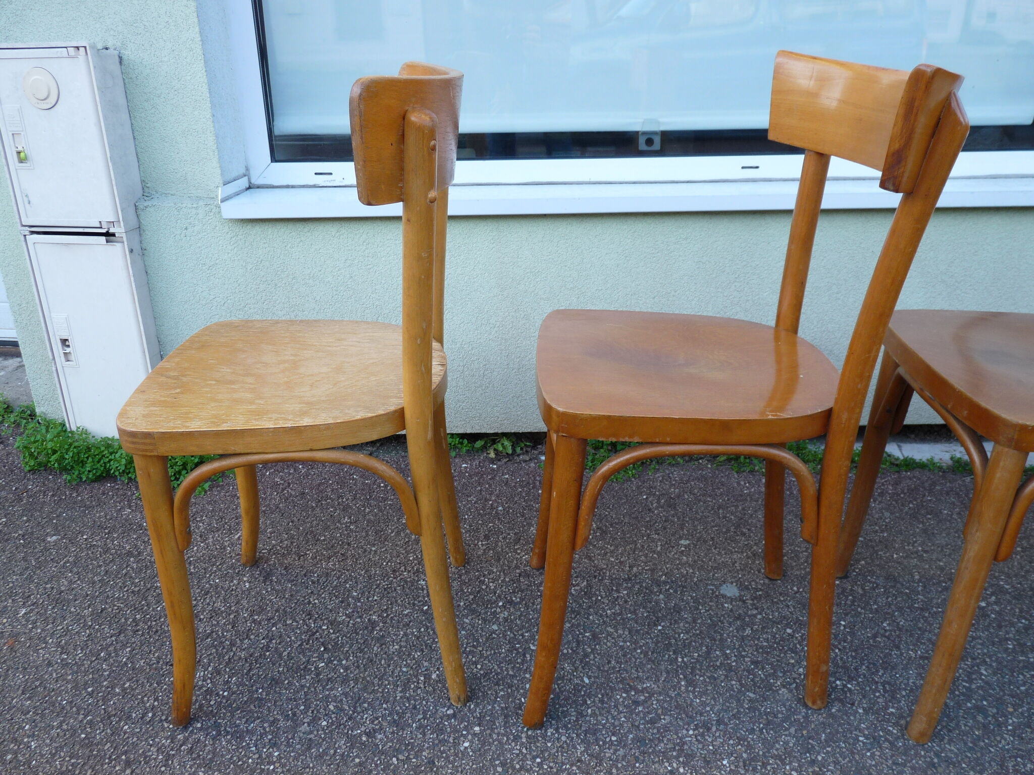Lot de 6 chaises de bistrot bar en bois