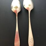 2 grandes cuillères en métal argenté (19eme siècle)