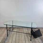 Metal and glass coffee table gérard guermomprez 1956