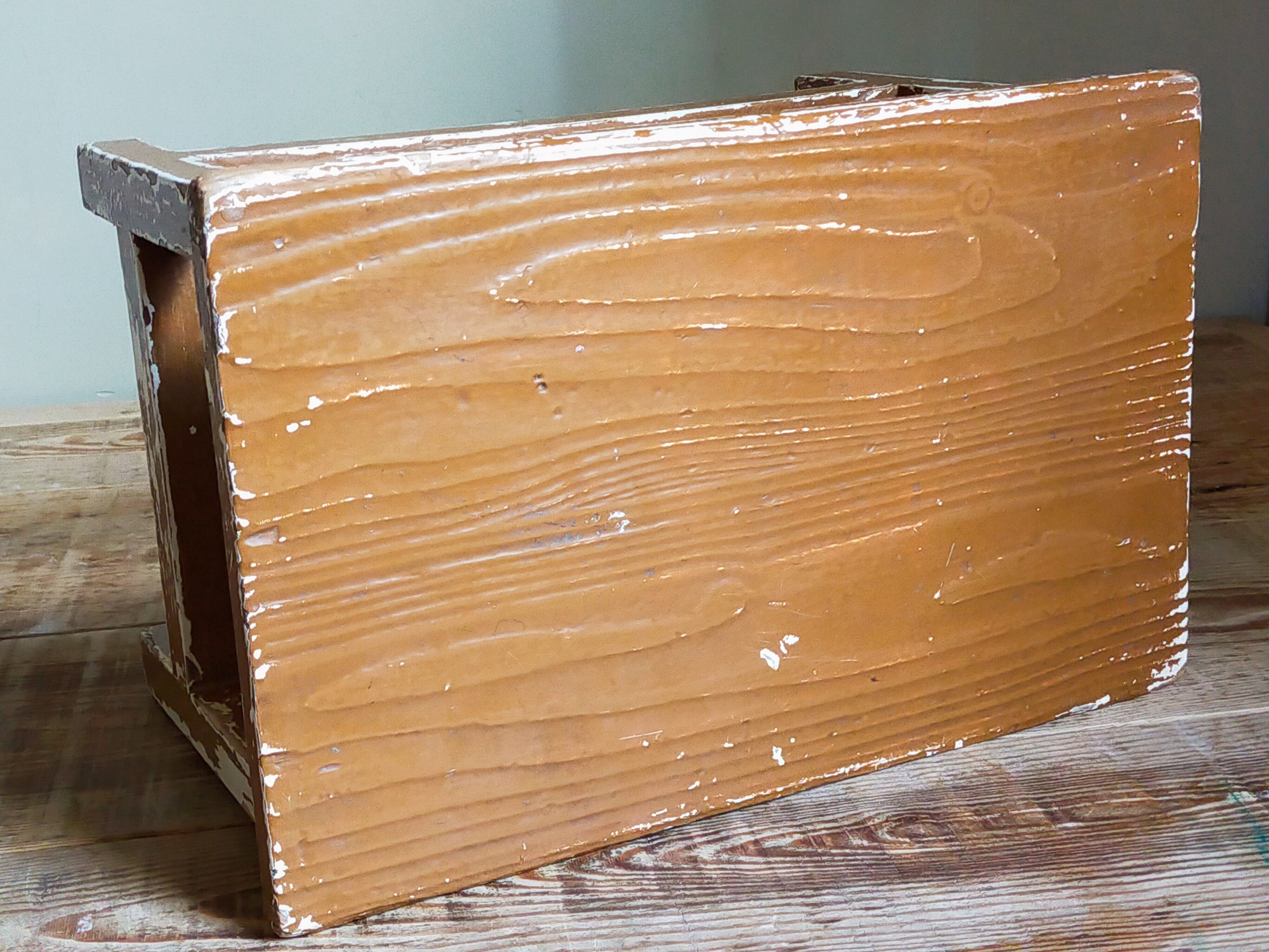 Vintage patinated solid wood side bench