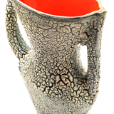 Old vase 2 handle ceramic vallauris volcanic effect interior red
