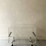 Hi-fi TV unit - coffee table in plexiglass by D. Lange, Roche Bobois 1970