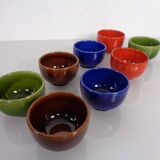 Rotating Teak Tray with Ceramic Bowls, Denmark, 1960s, Set of 10