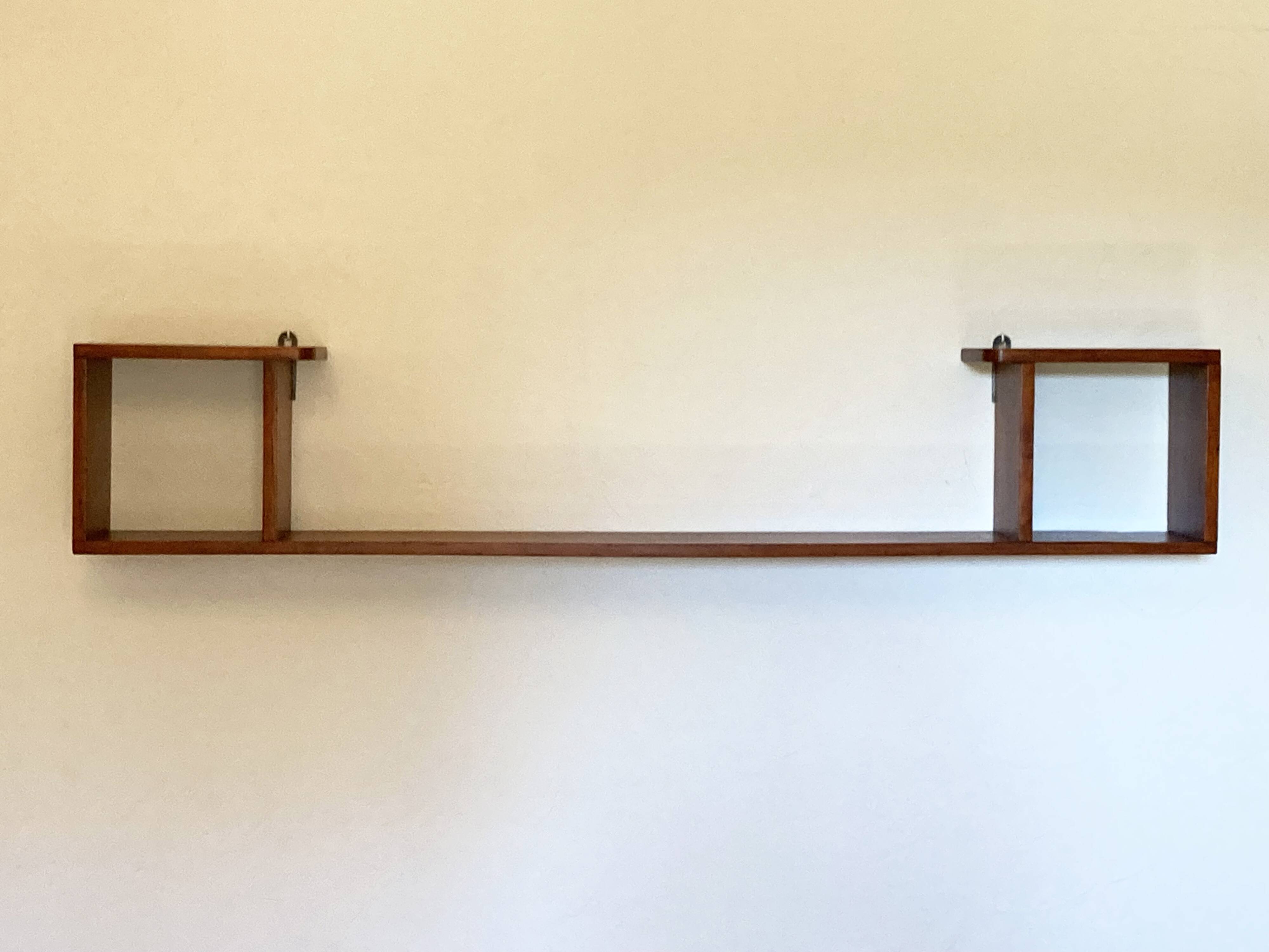 Varnished wooden wall shelf, 1960s