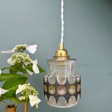 Vintage 70s glass tulip pendant light