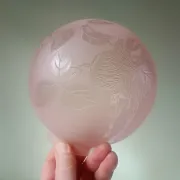 Sprat - frosted pink glass globe with pink flowers for chandelier lamp circa 1920