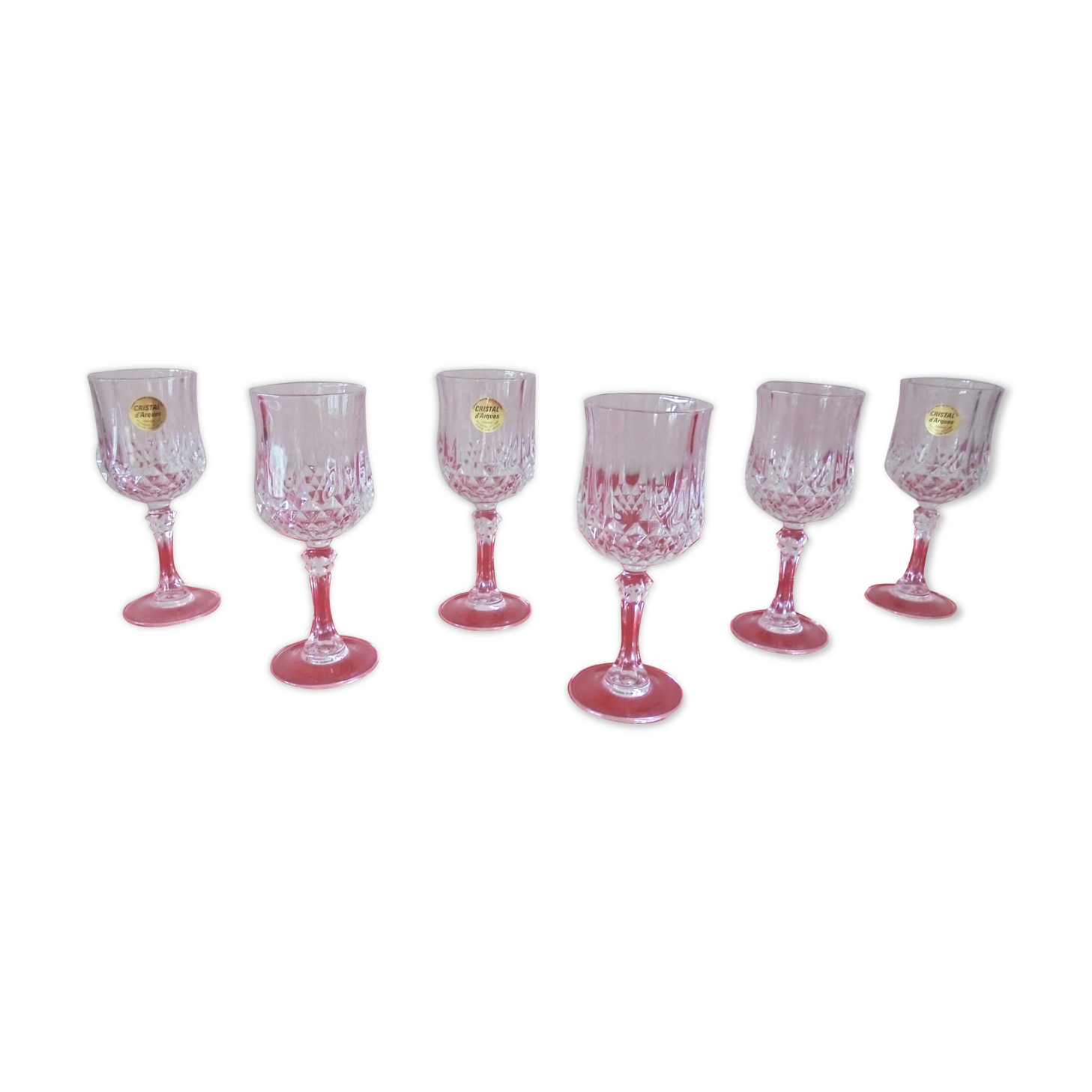 Lot 6 verres à pied cristal d'Arques ciselé