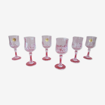 Lot 6 glasses on foot crystal of Arques chiseled