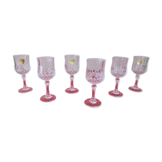 Lot 6 glasses on foot crystal of Arques chiseled