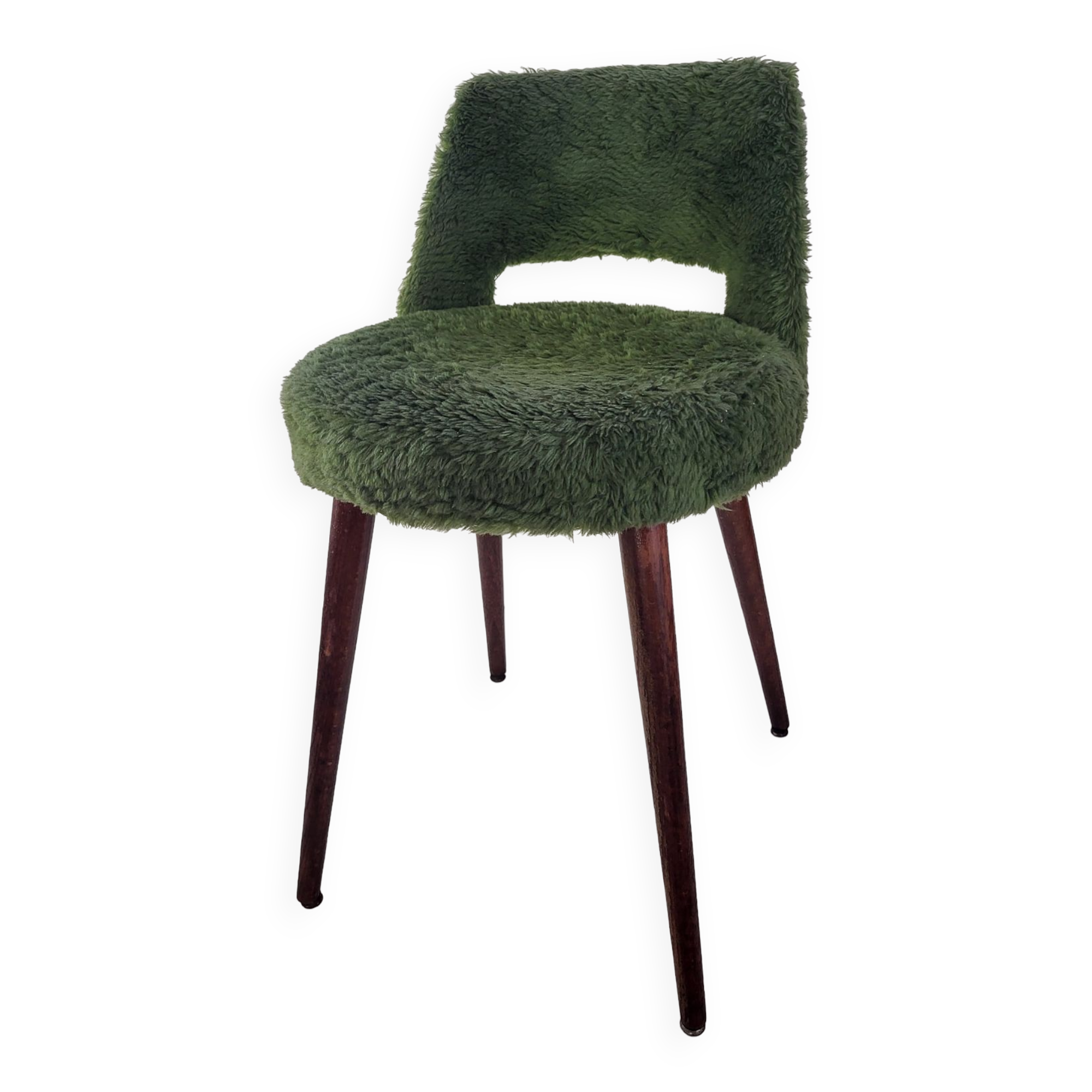 Green fur chair "moumoutte" 60s