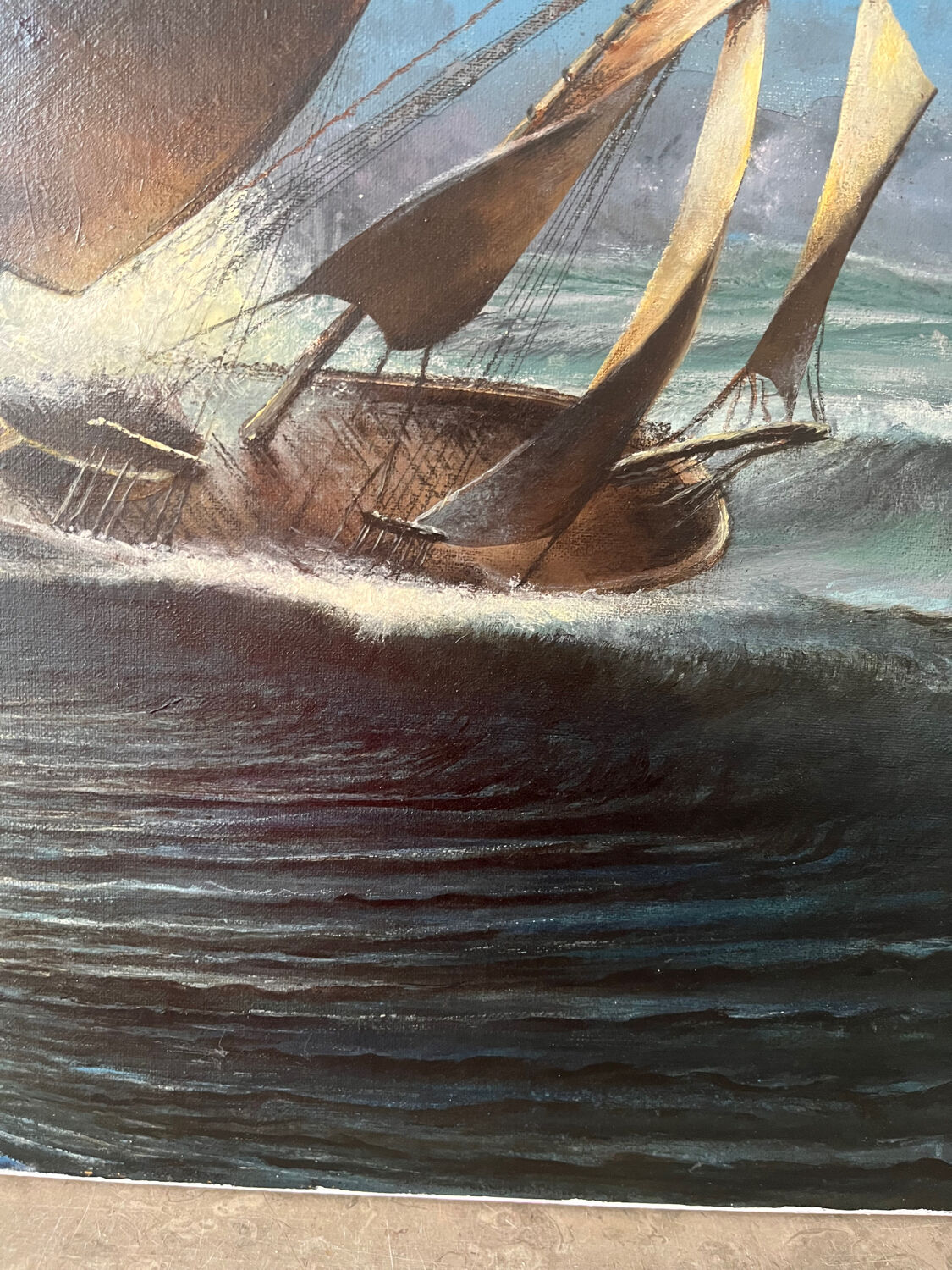 Marine, modern school, oil on canvas signed Van Ingelgam 1974