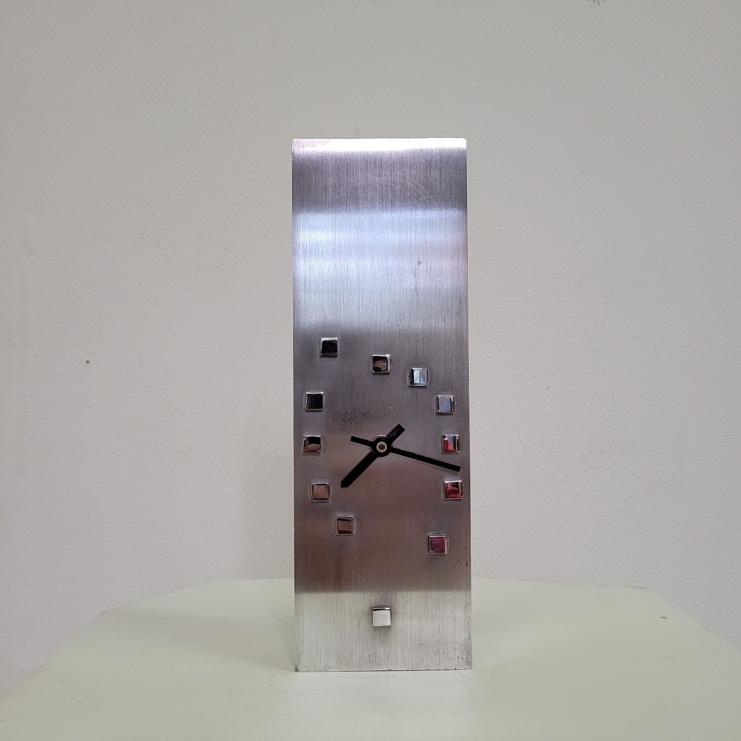 Vintage aluminum table clock from the 70s