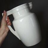 Large Art Deco toilet bowl, antique cracked faience.