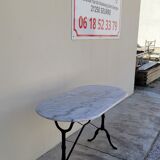 Cast iron bistro table and old oval marble top