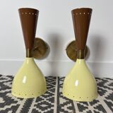 Pair of metal diabolo wall lights