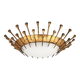 Ceiling light with forged gold nails and opaque white glass, 1950s.