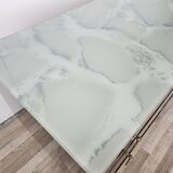 Mid Century Italian Dresser with Blue Glass Work and Four Drawers, 1960