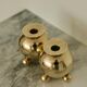 Pair of mid-century Swedish heavy brass candle holders