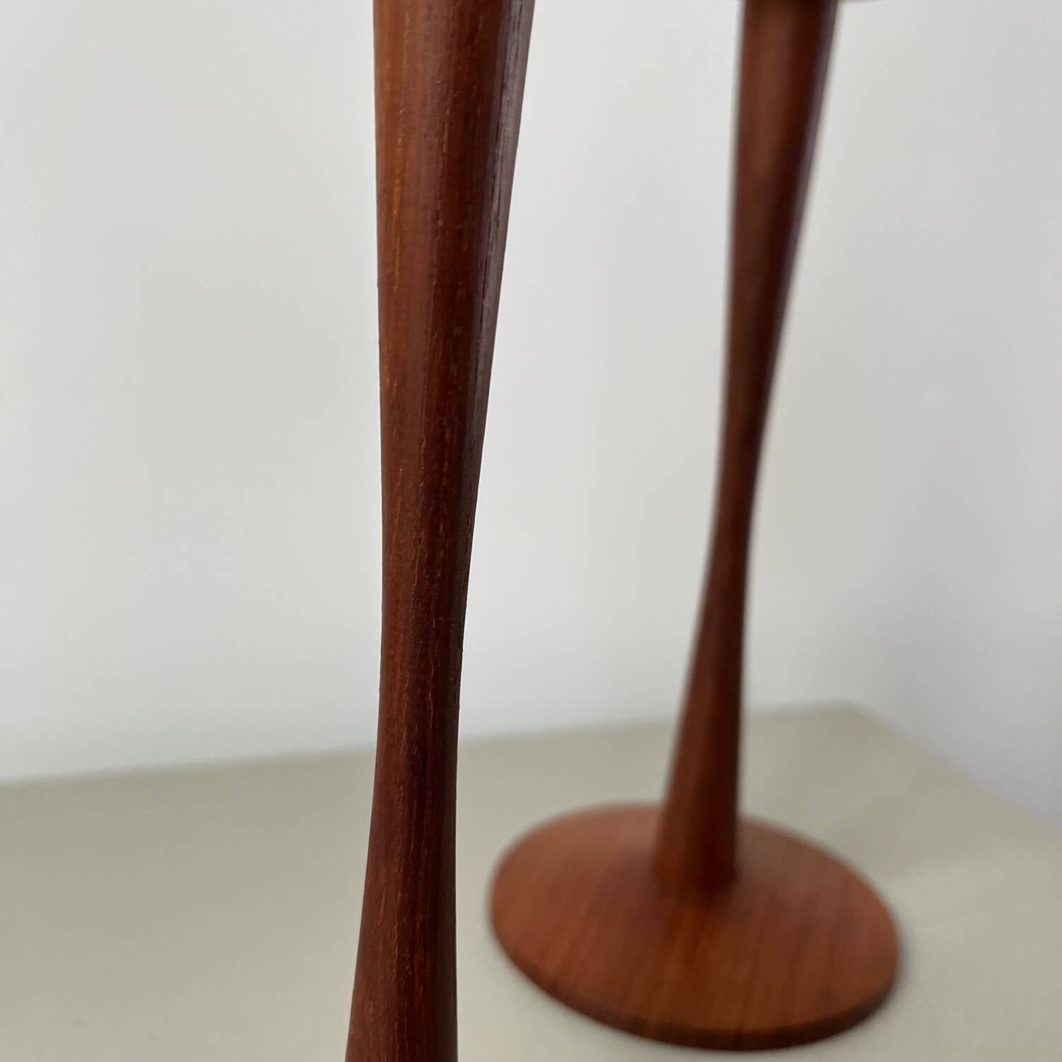 Pair of vintage Scandinavian candlesticks in teak & copper, Sweden, 1970s