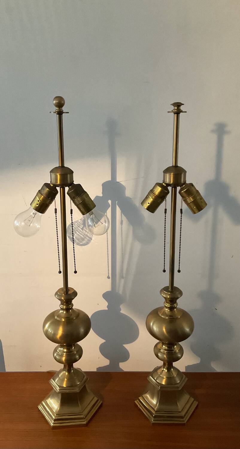 Pair of vintage bronze and brass lamps