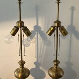 Paire de lampes vintage en bronze et laiton