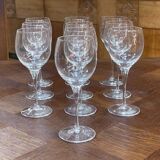 Série 10 verres à vin en cristal de Sèvres - modèle Arpèges