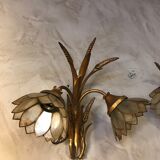 Paire d'appliques en laiton et nacre