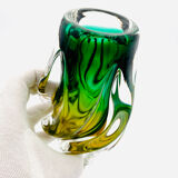 Vase Josef Hospodka - Sommerso - Amber & Emerald Green - Circa 1960