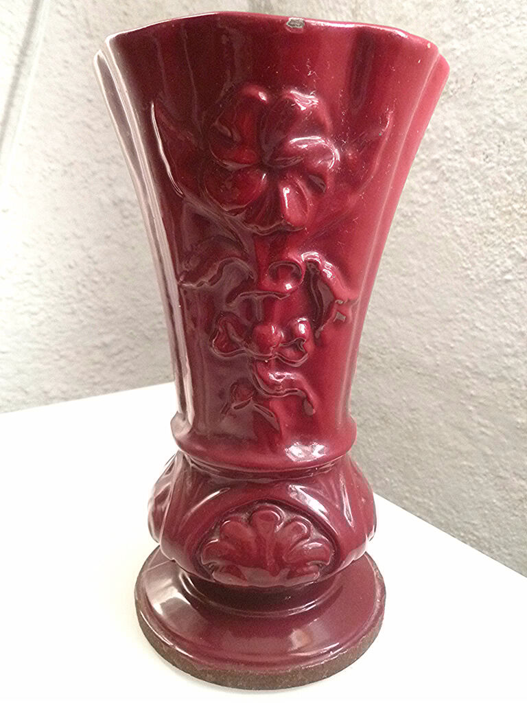 Enamelled cast iron vase, vintage