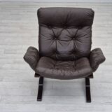 1970s, Scandinavian design, lounge chair, original condition, leather, bent wood.