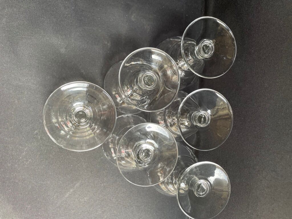 6 water glasses – guilloche blown crystal