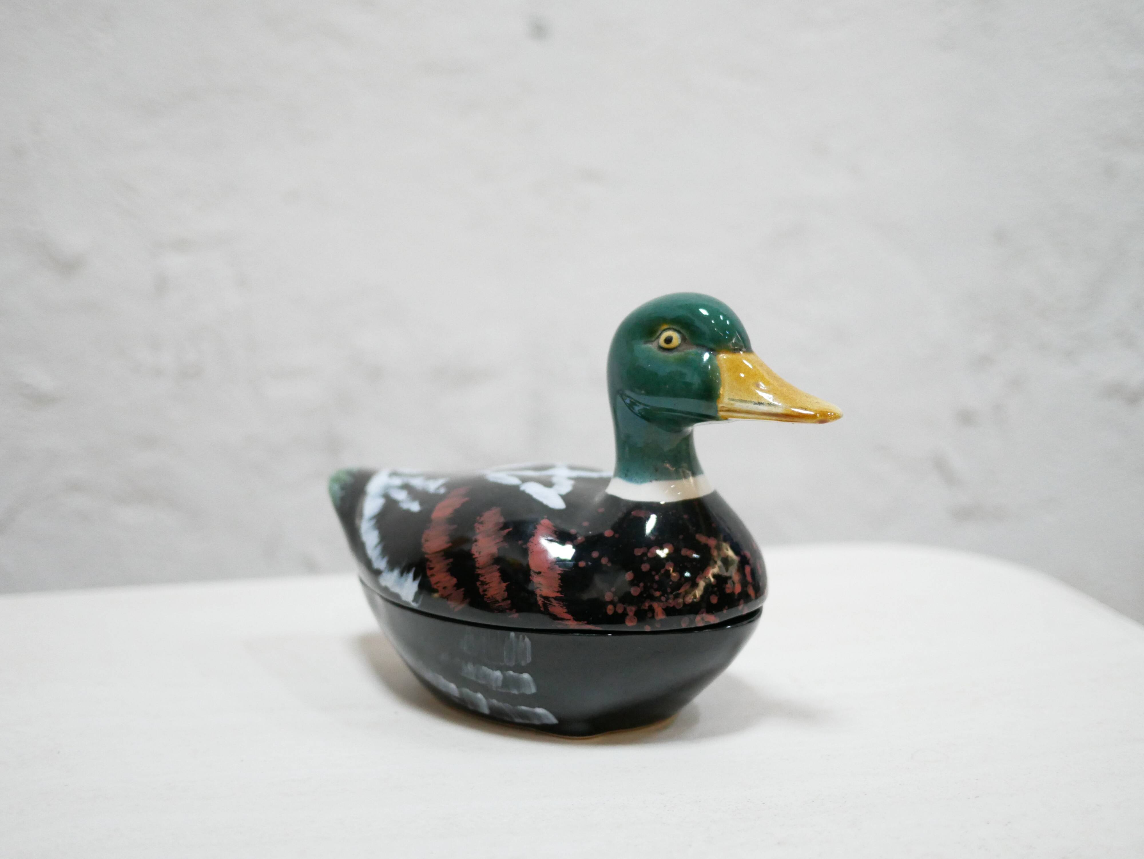 Vintage ceramic duck terrine by Michel Caugant