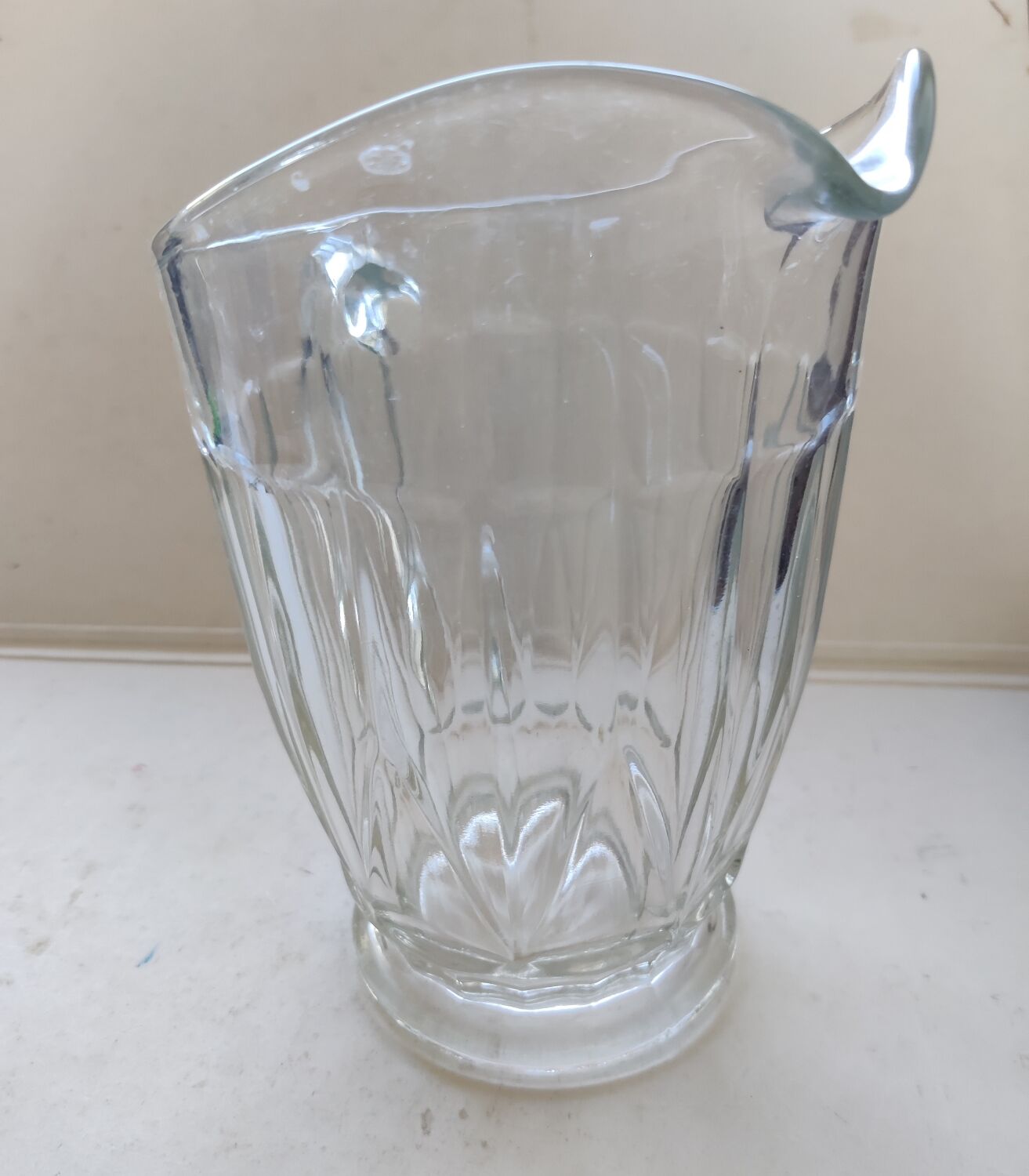 Thick glass carafe pitcher jug 1960