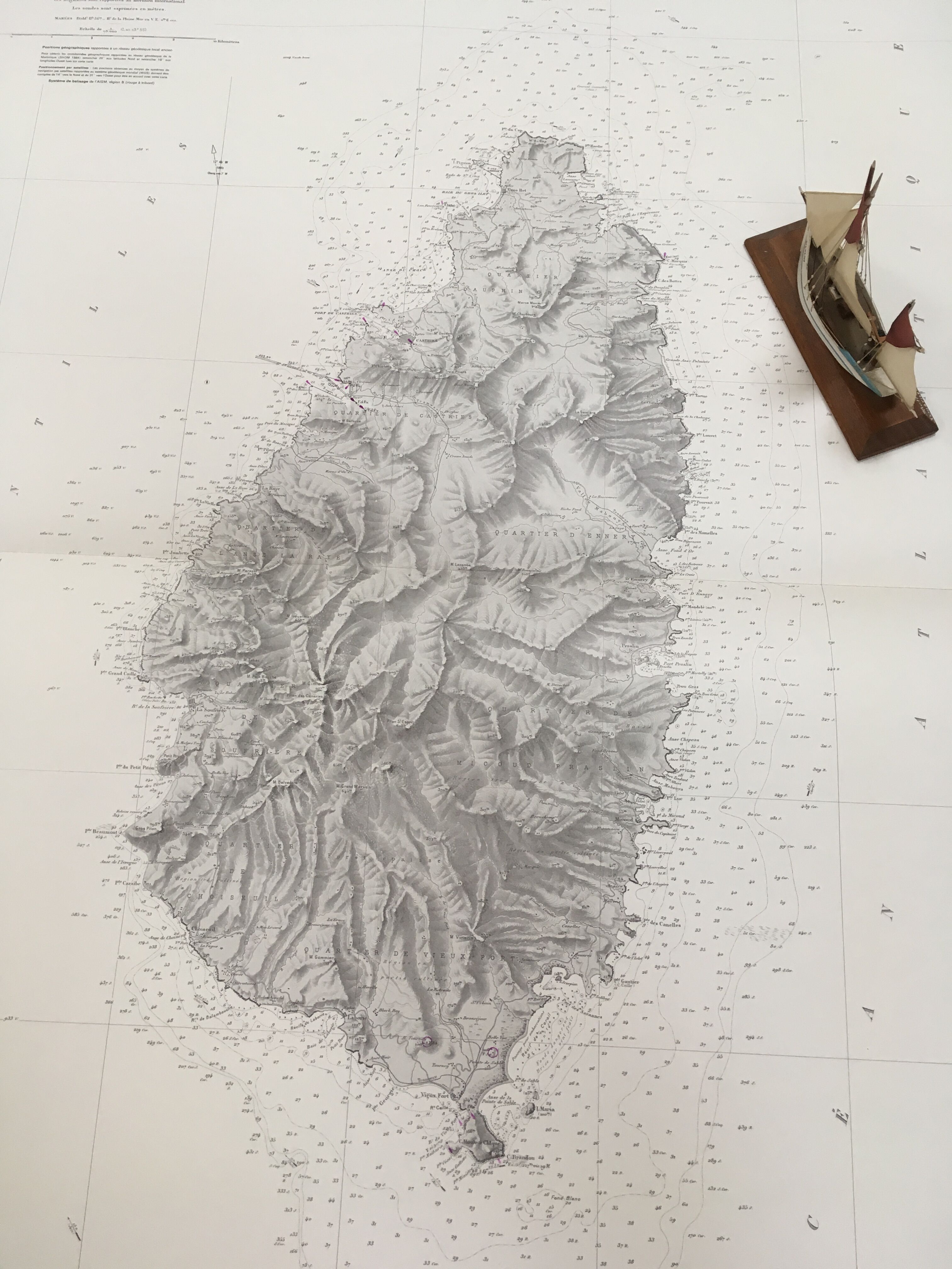 Ancient marine map is St Lucie Antilles