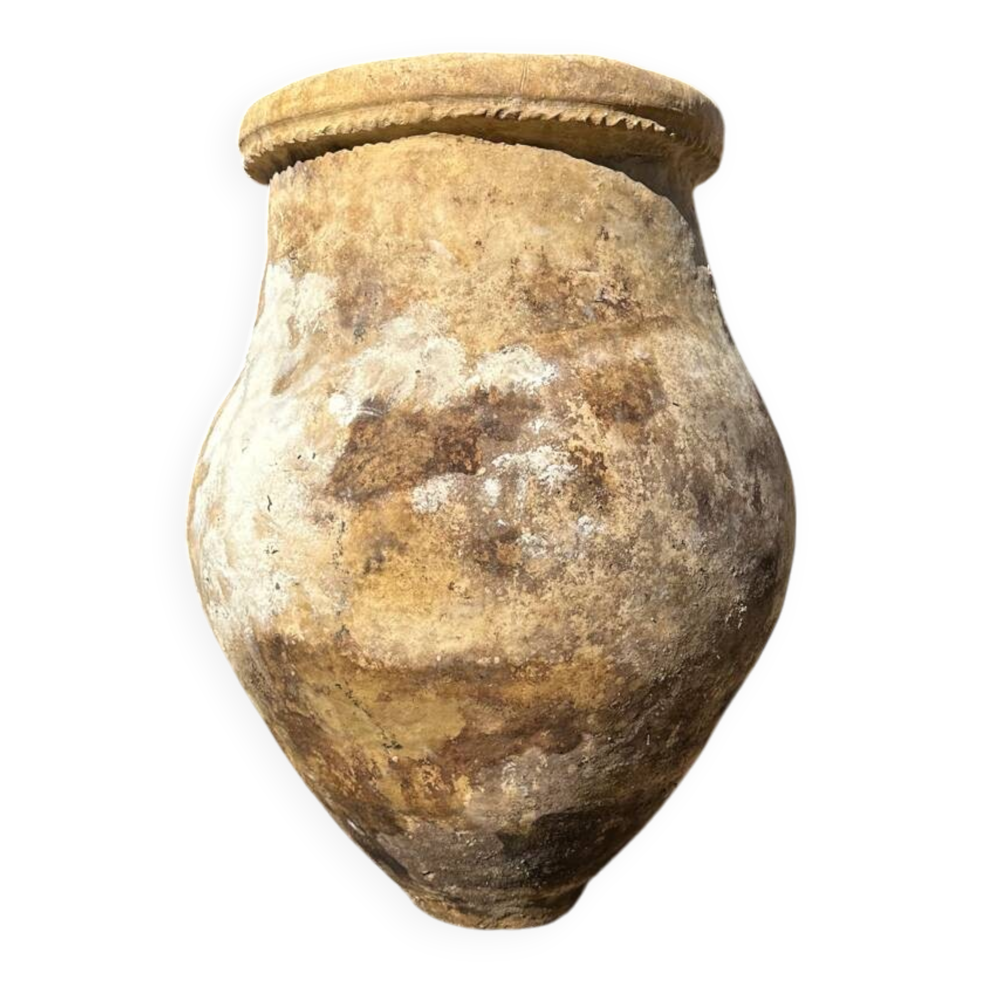 Ancient terracotta pottery jar