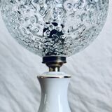 Porcelain table lamp and glass globe