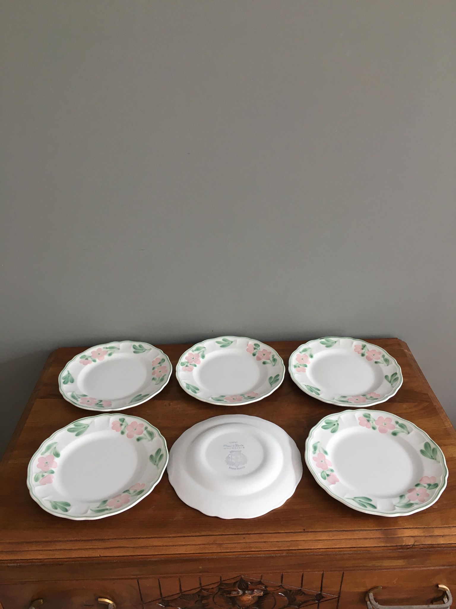 6 vintage dessert plates, Salins France