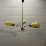 Plafonnier cuivre - verre jaune lait