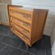 Commode en rotin et bois, années 60