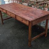 Oak farmhouse table, six drawers