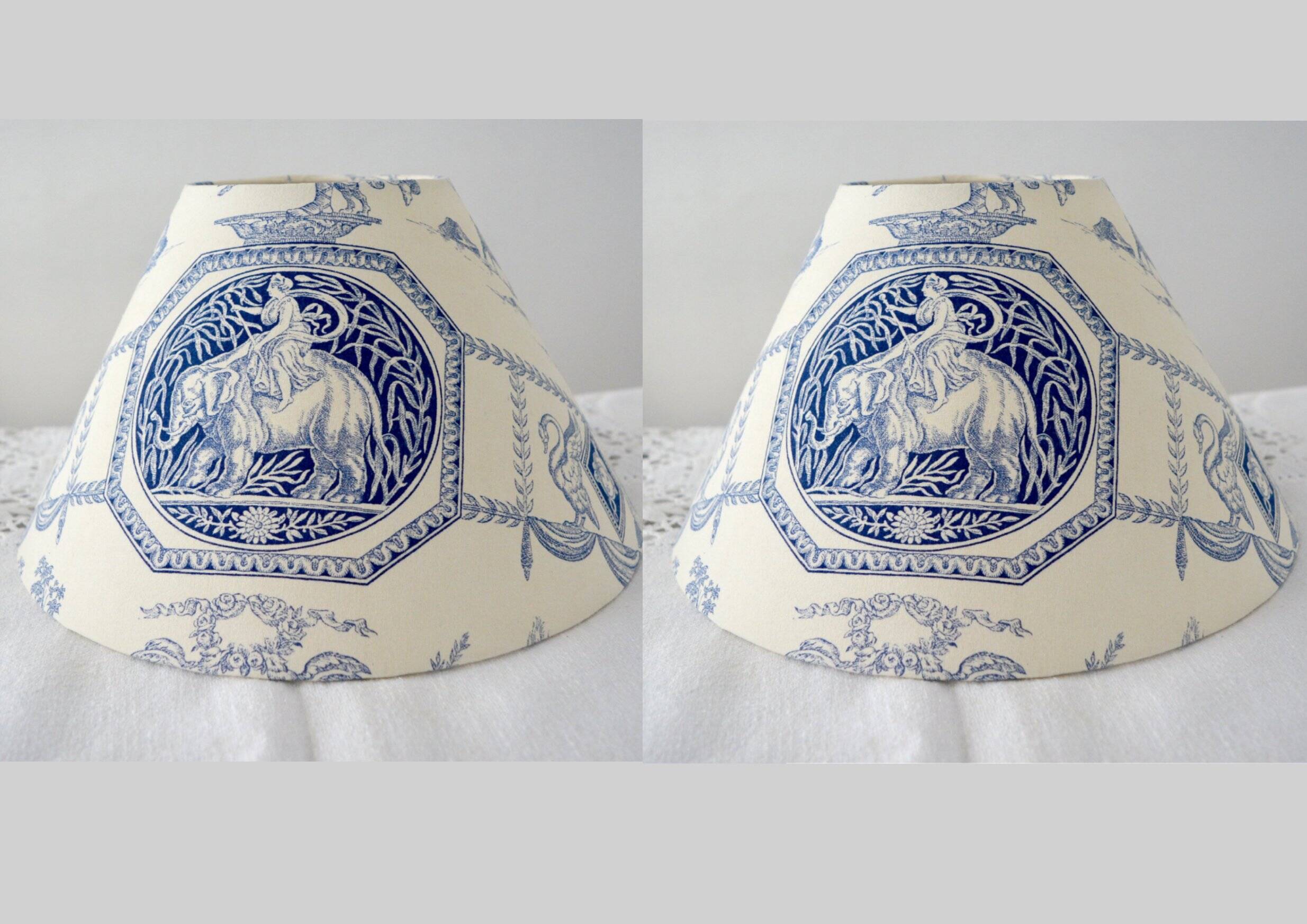 2 Abat-jours toile de jouy bleu