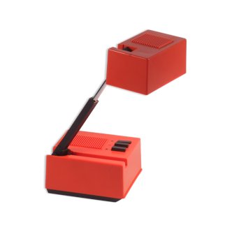 Red compact transforming reading or wall lamp by staff leuchten, germany 1960s.