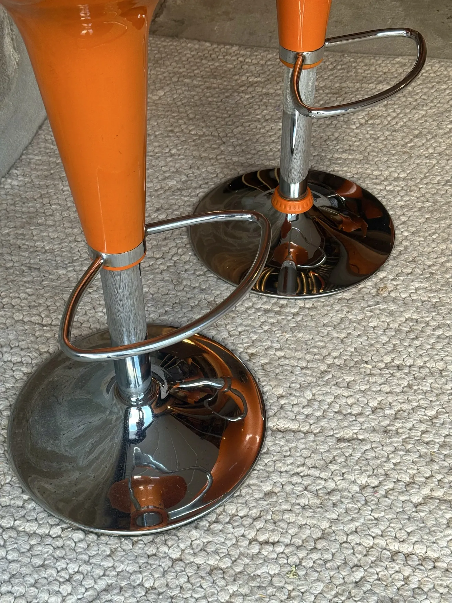 Vintage orange bar stools (x2)