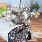 6 dessert cups in silver metal and assorted cut